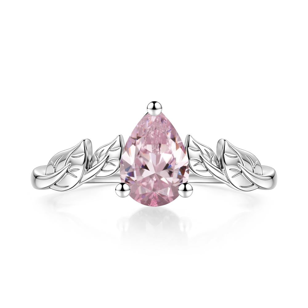 Pear Cut Amethyst Leaf Ring for Women - LUO Jewelry #gemstone_Pink Cubic Zirconia