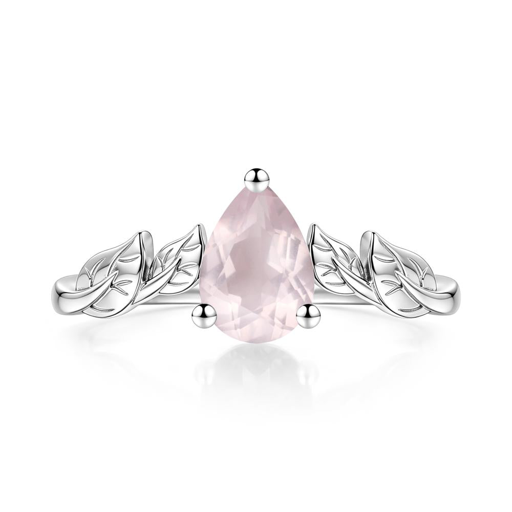 Pear Cut Amethyst Leaf Ring for Women - LUO Jewelry #gemstone_Rose Quartz