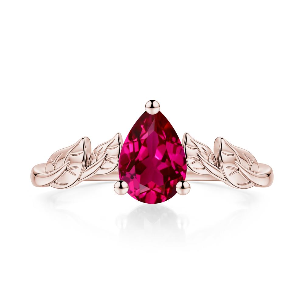 Pear Cut Amethyst Leaf Ring for Women - LUO Jewelry #gemstone_Ruby