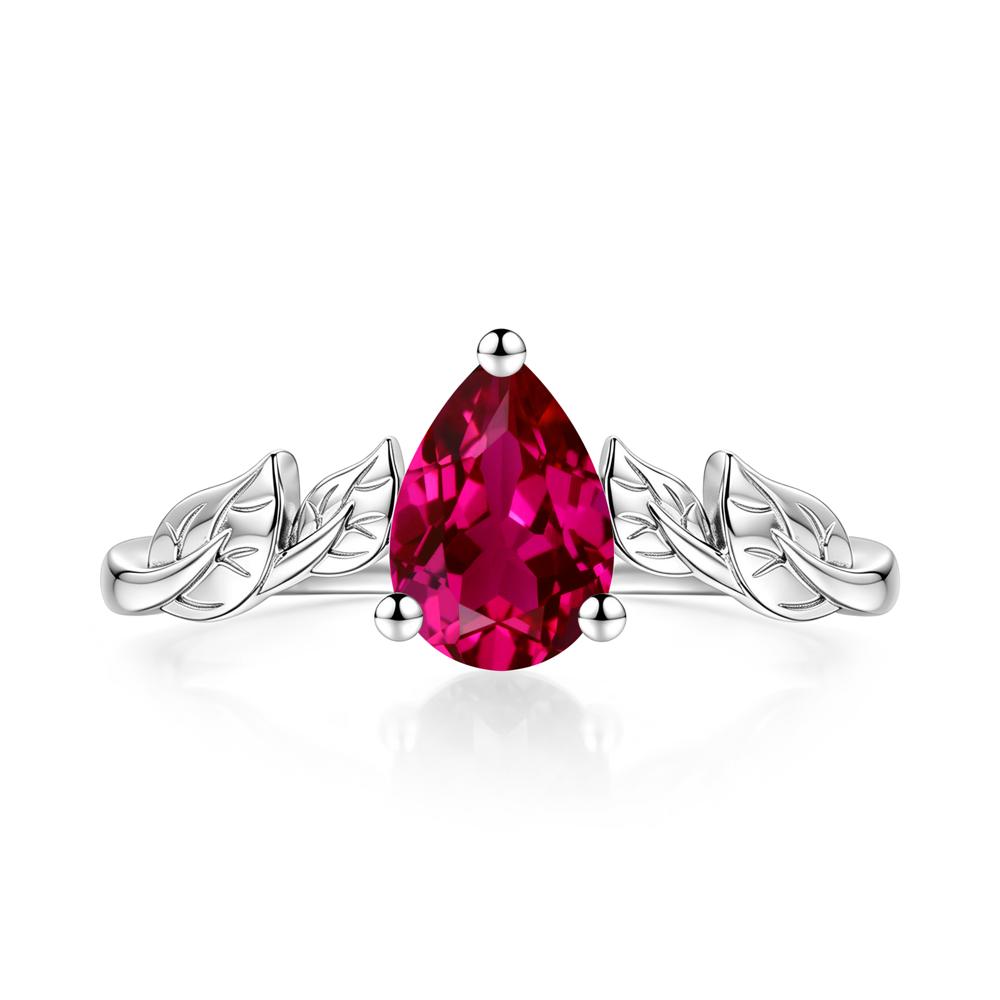 Pear Cut Amethyst Leaf Ring for Women - LUO Jewelry #gemstone_Ruby