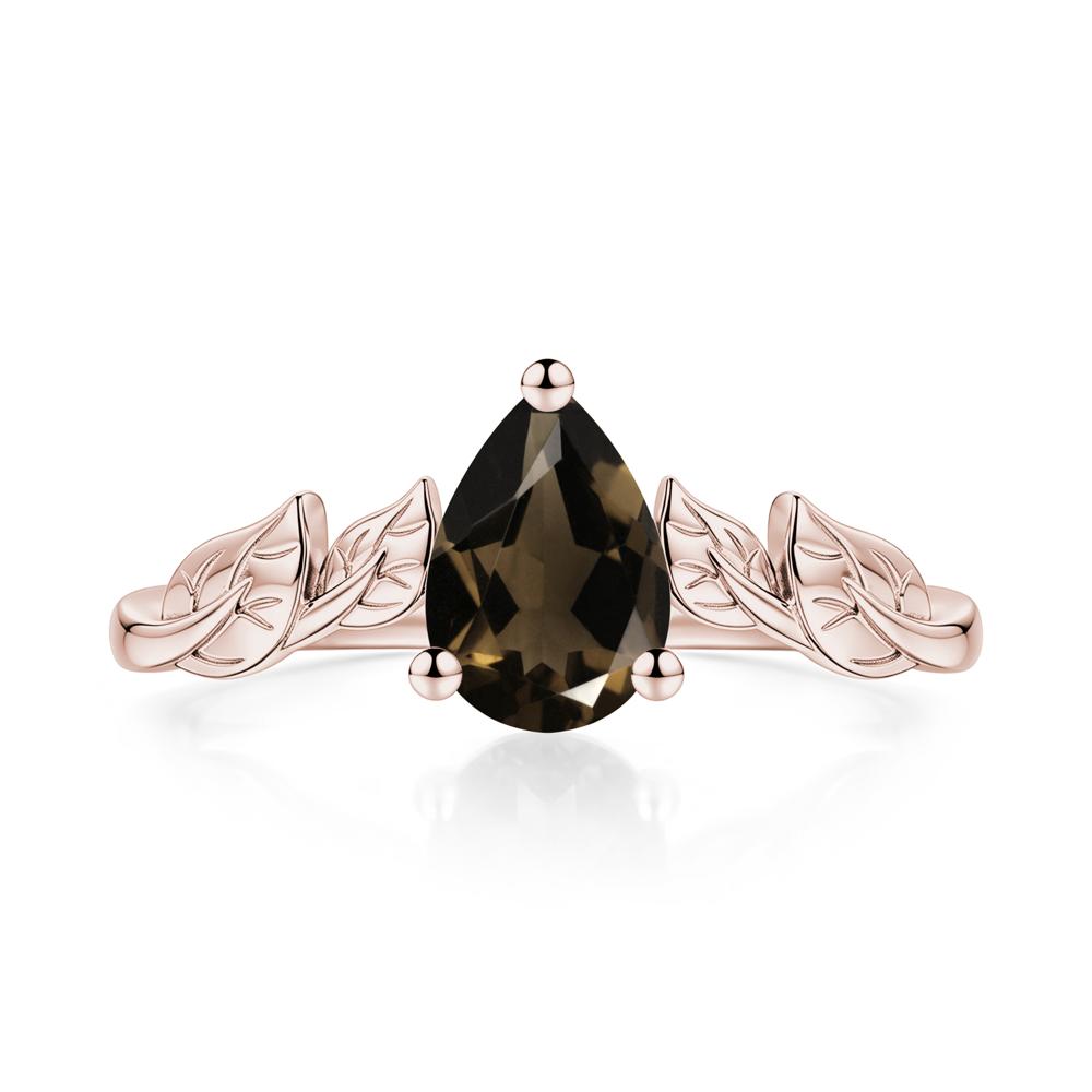 Pear Cut Amethyst Leaf Ring for Women - LUO Jewelry #gemstone_Smoky Quartz