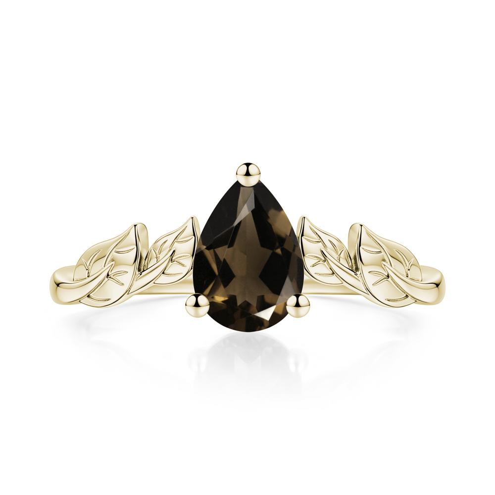 Pear Cut Amethyst Leaf Ring for Women - LUO Jewelry #gemstone_Smoky Quartz
