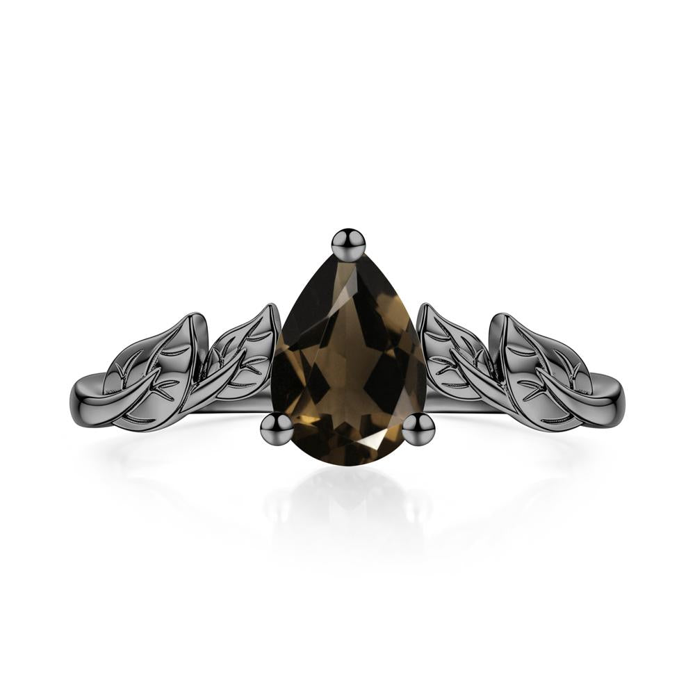 Pear Cut Amethyst Leaf Ring for Women - LUO Jewelry #gemstone_Smoky Quartz