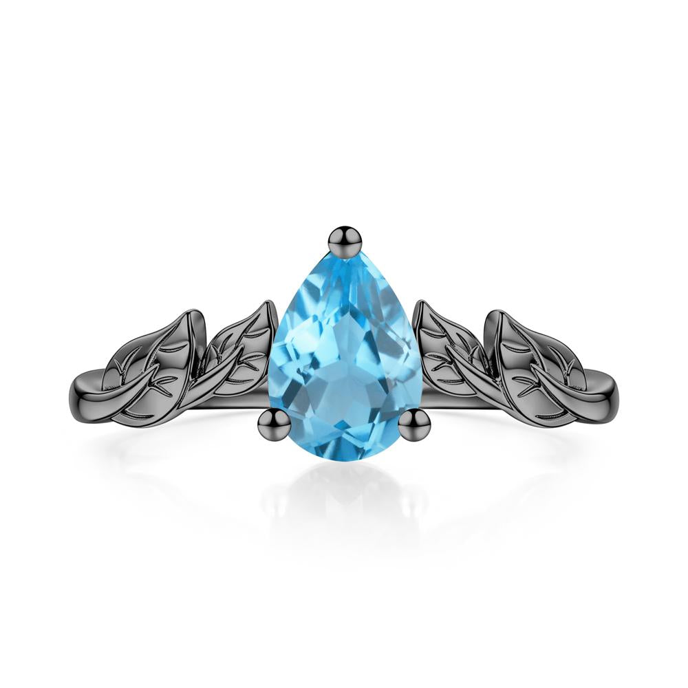 Pear Cut Amethyst Leaf Ring for Women - LUO Jewelry #gemstone_Swiss Blue Topaz