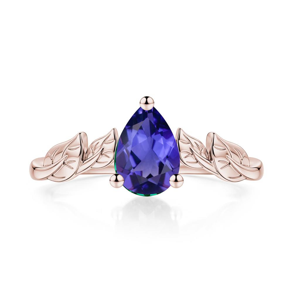 Pear Cut Amethyst Leaf Ring for Women - LUO Jewelry #gemstone_Tanzanite