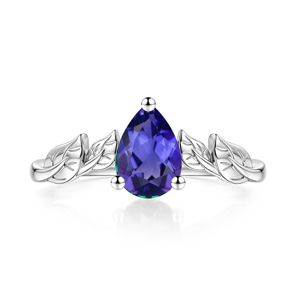 Pear Cut Amethyst Leaf Ring for Women - LUO Jewelry #gemstone_Tanzanite