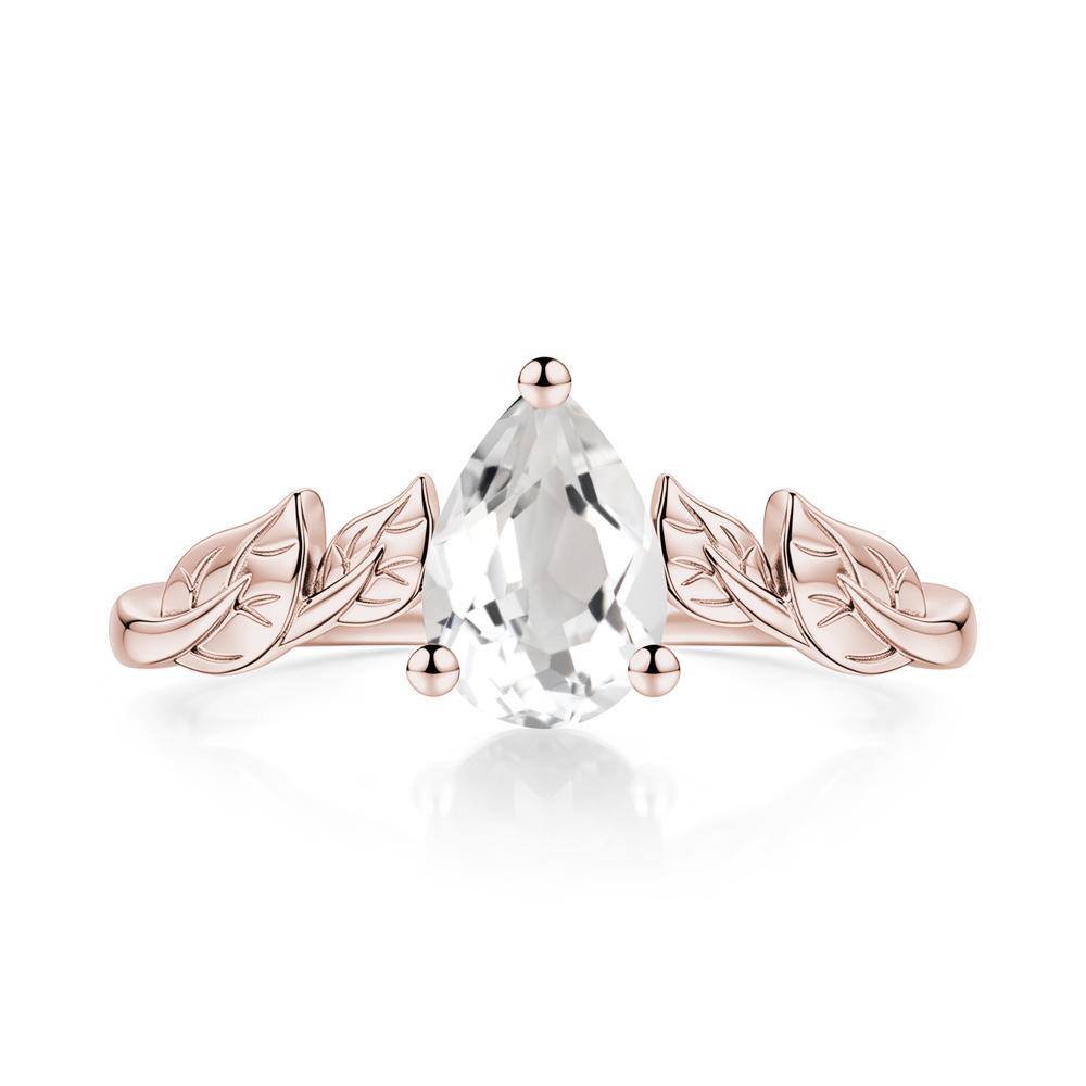 Pear Cut Amethyst Leaf Ring for Women - LUO Jewelry #gemstone_White Topaz