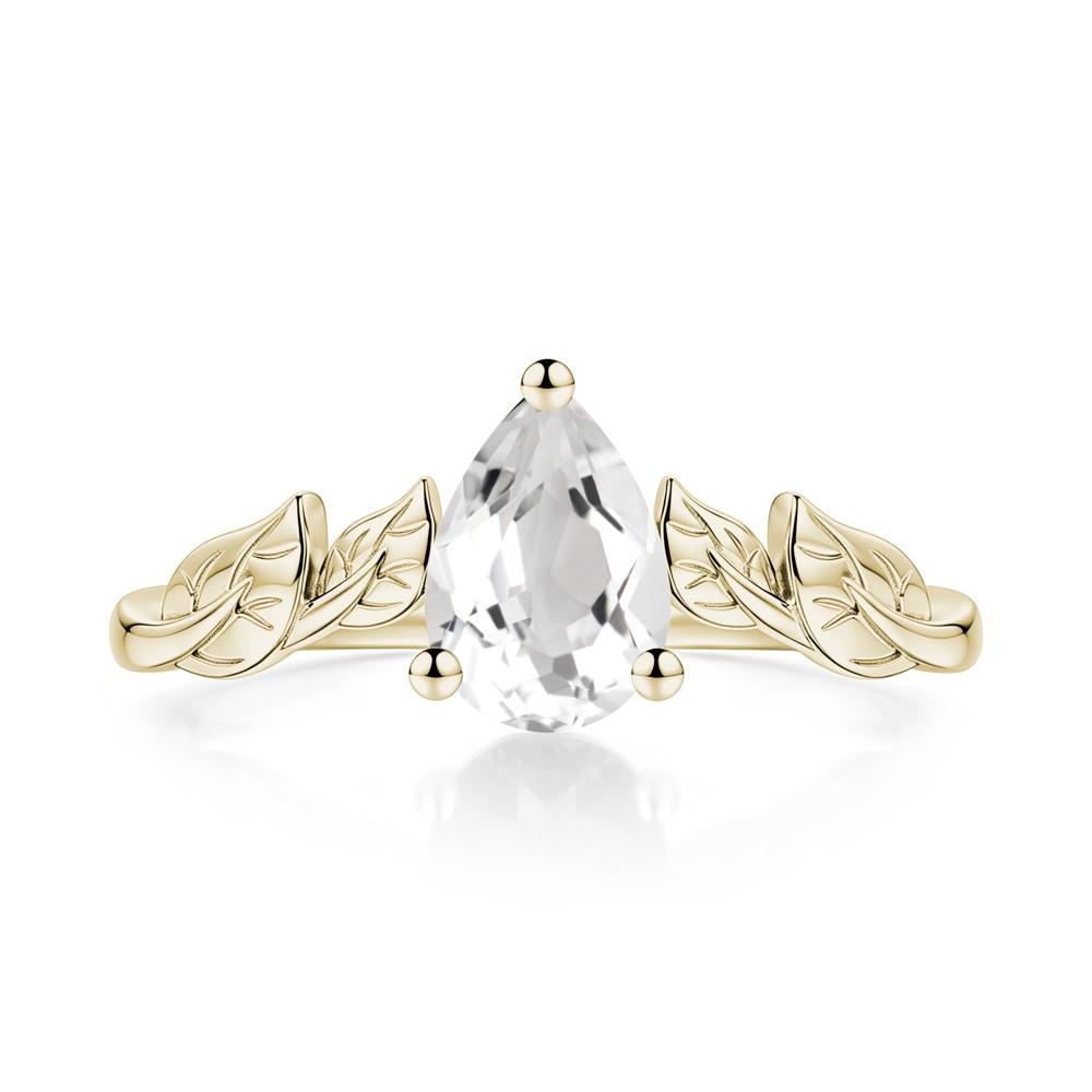 Pear Cut Amethyst Leaf Ring for Women - LUO Jewelry #gemstone_White Topaz