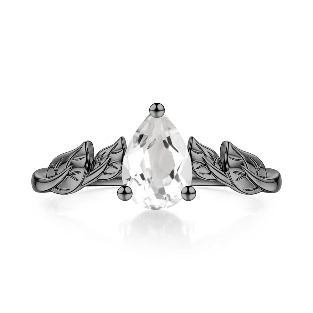 Pear Cut Amethyst Leaf Ring for Women - LUO Jewelry #gemstone_White Topaz
