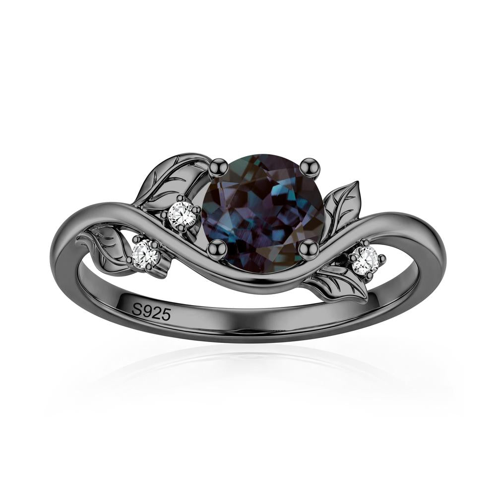 Round Shaped Garnet Curved Vine Leaf Ring - LUO Jewelry #gemstone_Alexandrite