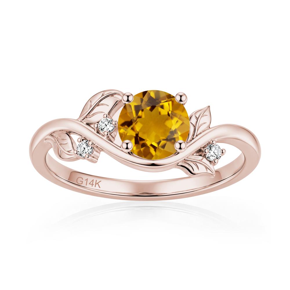 Round Shaped Garnet Curved Vine Leaf Ring - LUO Jewelry #gemstone_Citrine