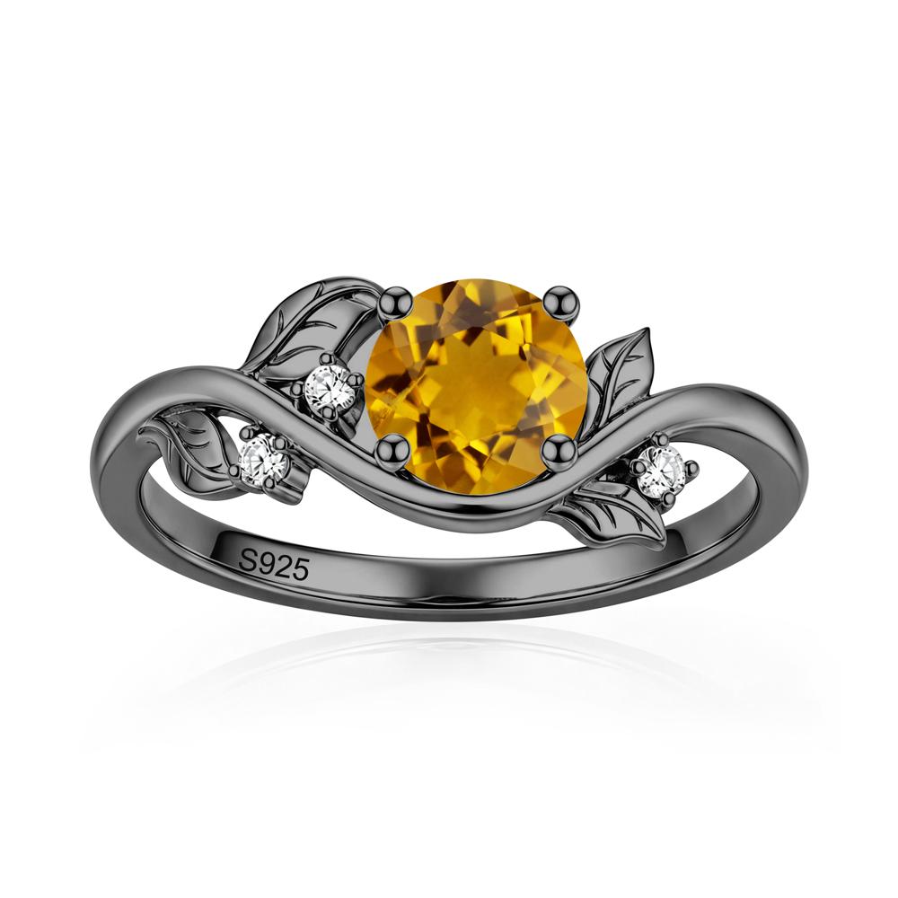 Round Shaped Garnet Curved Vine Leaf Ring - LUO Jewelry #gemstone_Citrine