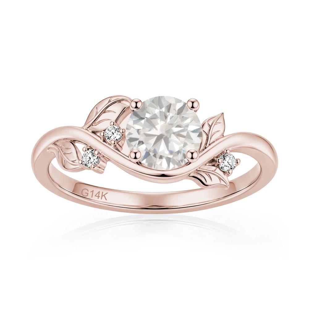 Round Shaped Garnet Curved Vine Leaf Ring - LUO Jewelry #gemstone_Cubic Zirconia