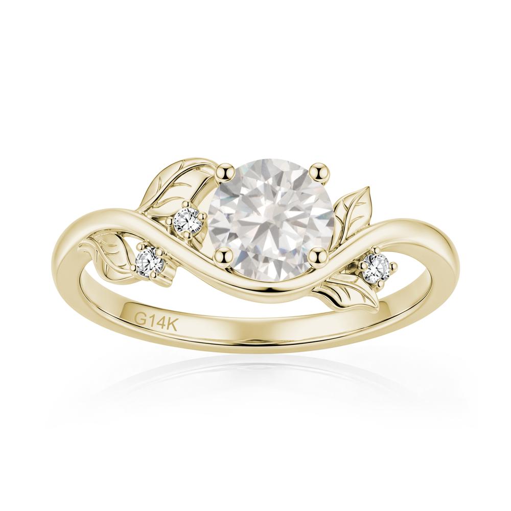 Round Shaped Garnet Curved Vine Leaf Ring - LUO Jewelry #gemstone_Cubic Zirconia