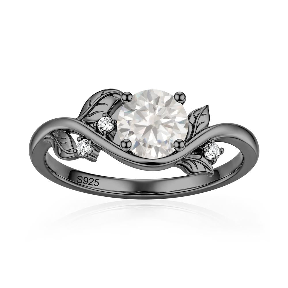 Round Shaped Garnet Curved Vine Leaf Ring - LUO Jewelry #gemstone_Cubic Zirconia