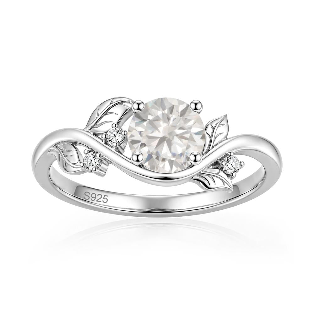 Round Shaped Garnet Curved Vine Leaf Ring - LUO Jewelry #gemstone_Cubic Zirconia