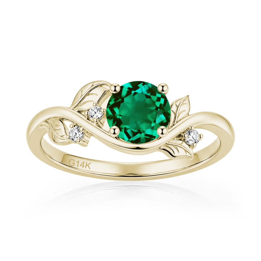 Round Shaped Garnet Curved Vine Leaf Ring - LUO Jewelry #gemstone_Emerald