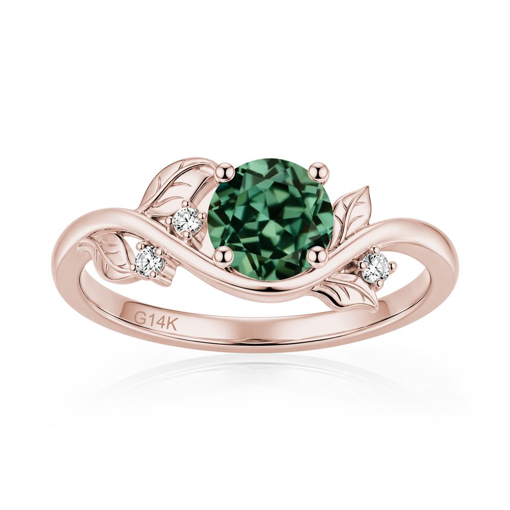 Round Shaped Garnet Curved Vine Leaf Ring - LUO Jewelry #gemstone_Green Sapphire
