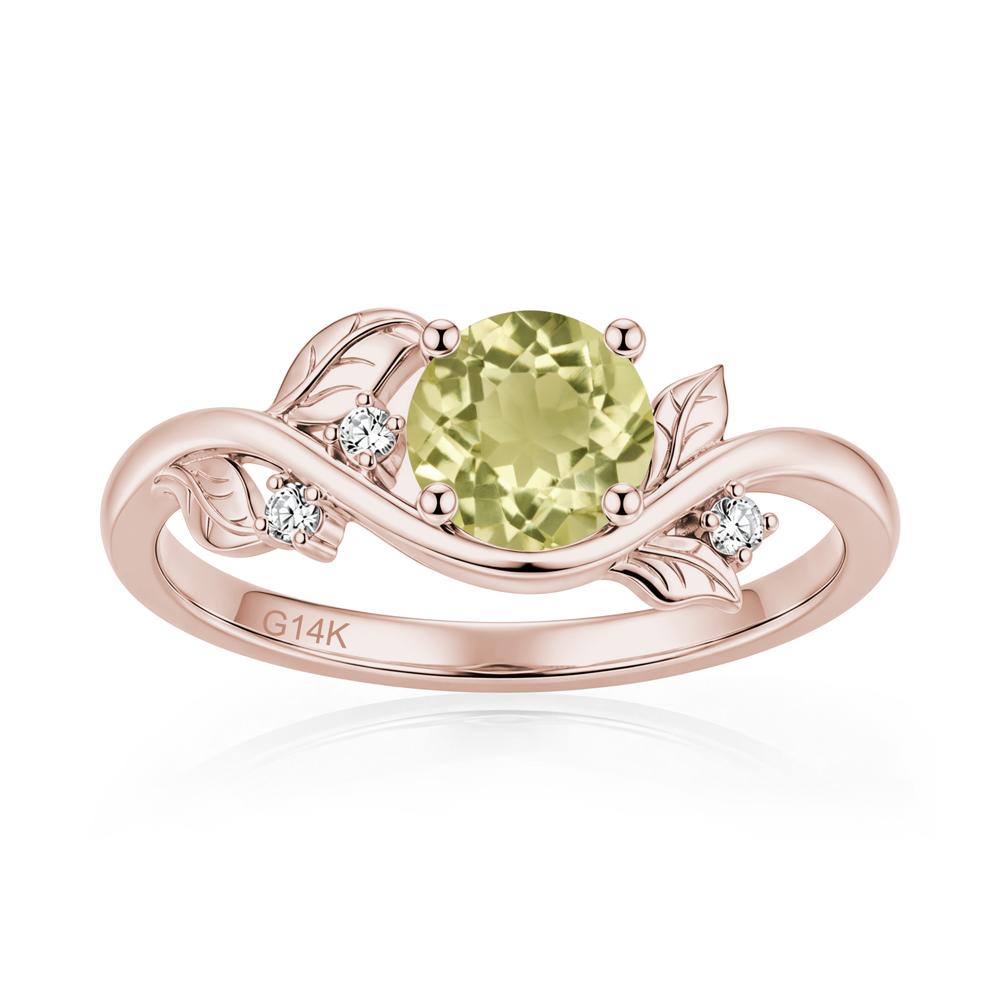 Round Shaped Garnet Curved Vine Leaf Ring - LUO Jewelry #gemstone_Lemon Quartz