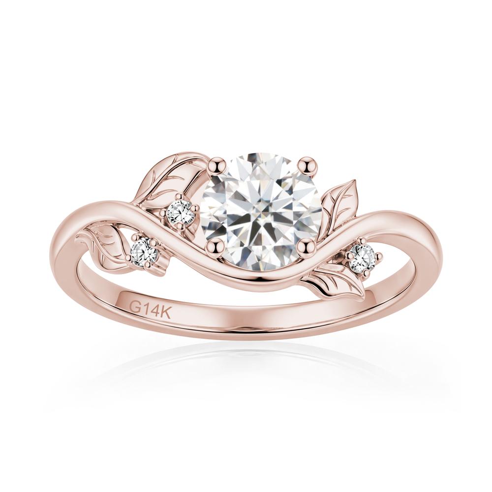 Round Shaped Garnet Curved Vine Leaf Ring - LUO Jewelry #gemstone_Moissanite