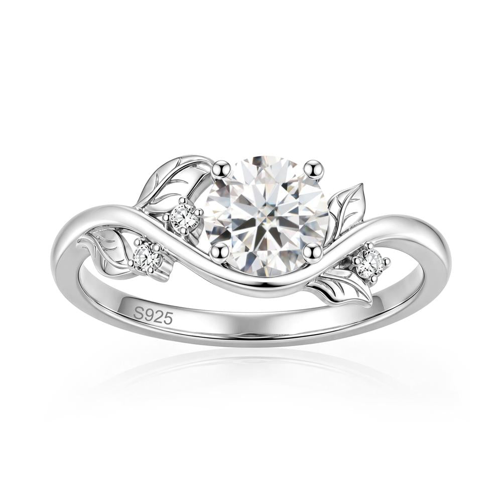 Round Shaped Garnet Curved Vine Leaf Ring - LUO Jewelry #gemstone_Moissanite