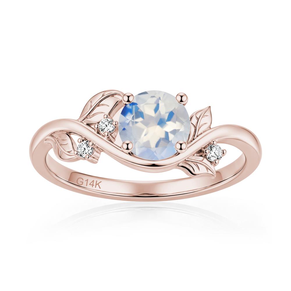 Round Shaped Garnet Curved Vine Leaf Ring - LUO Jewelry #gemstone_Moonstone