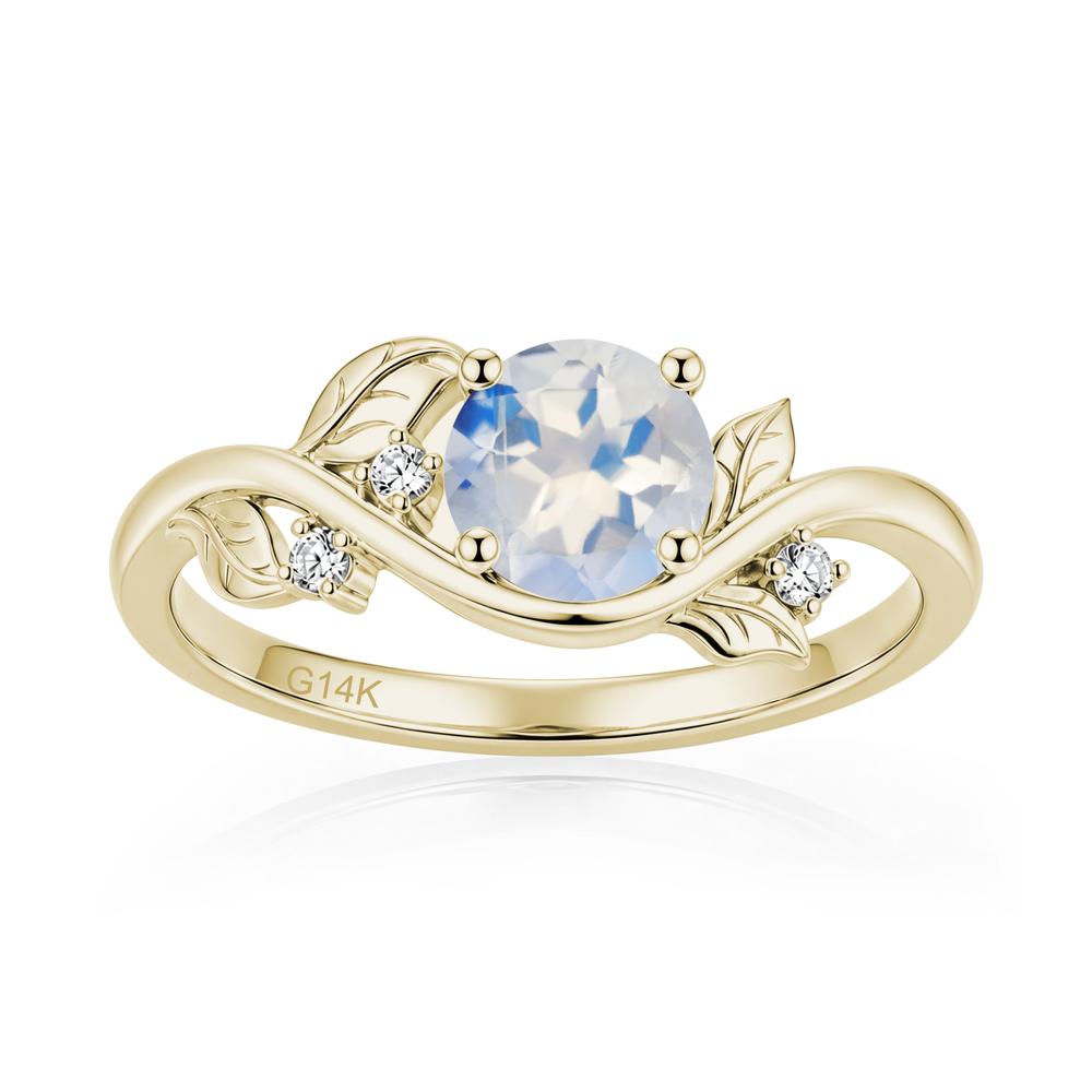 Round Shaped Garnet Curved Vine Leaf Ring - LUO Jewelry #gemstone_Moonstone
