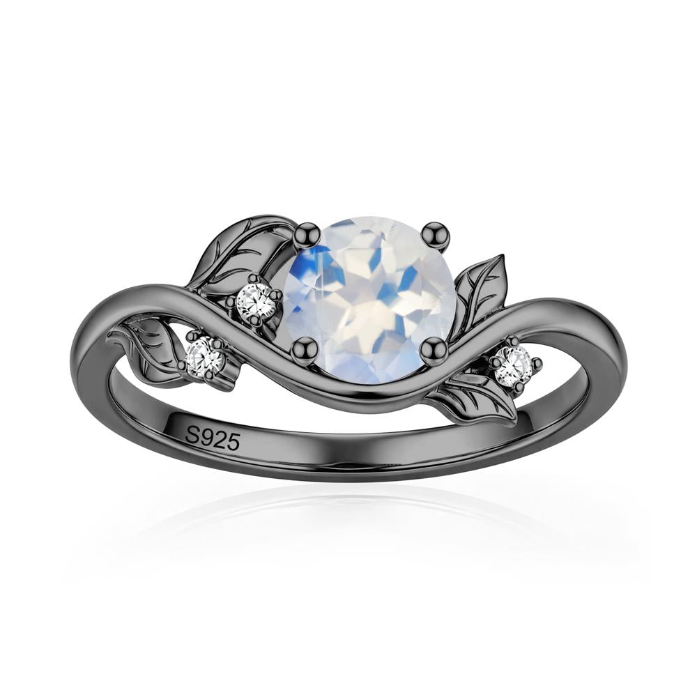 Round Shaped Garnet Curved Vine Leaf Ring - LUO Jewelry #gemstone_Moonstone