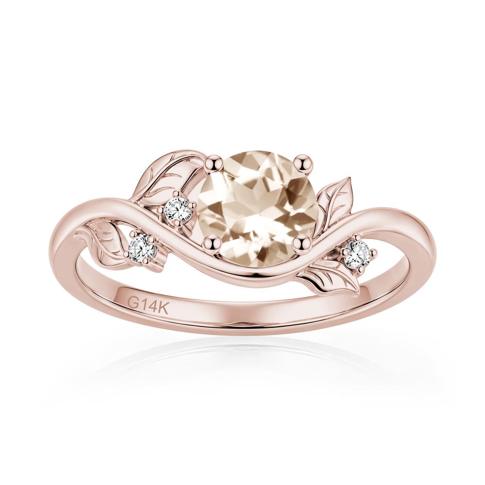 Round Shaped Garnet Curved Vine Leaf Ring - LUO Jewelry #gemstone_Morganite