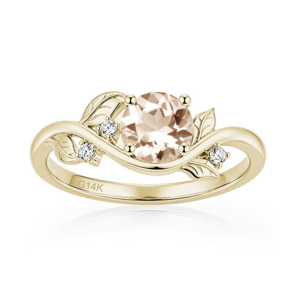 Round Shaped Garnet Curved Vine Leaf Ring - LUO Jewelry #gemstone_Morganite