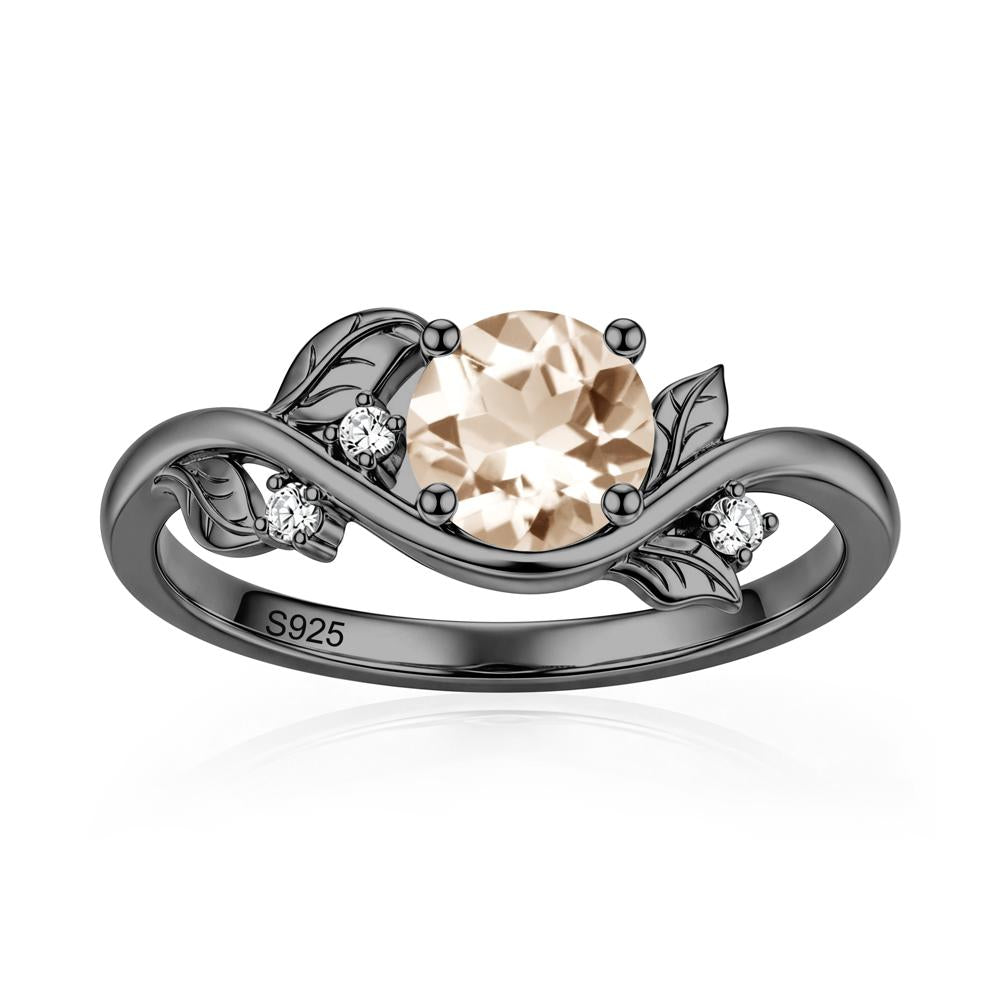 Round Shaped Garnet Curved Vine Leaf Ring - LUO Jewelry #gemstone_Morganite