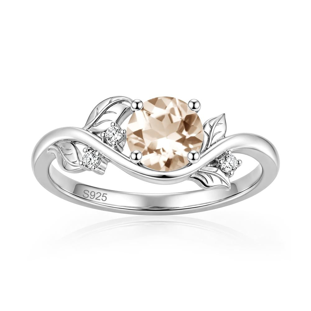 Round Shaped Garnet Curved Vine Leaf Ring - LUO Jewelry #gemstone_Morganite