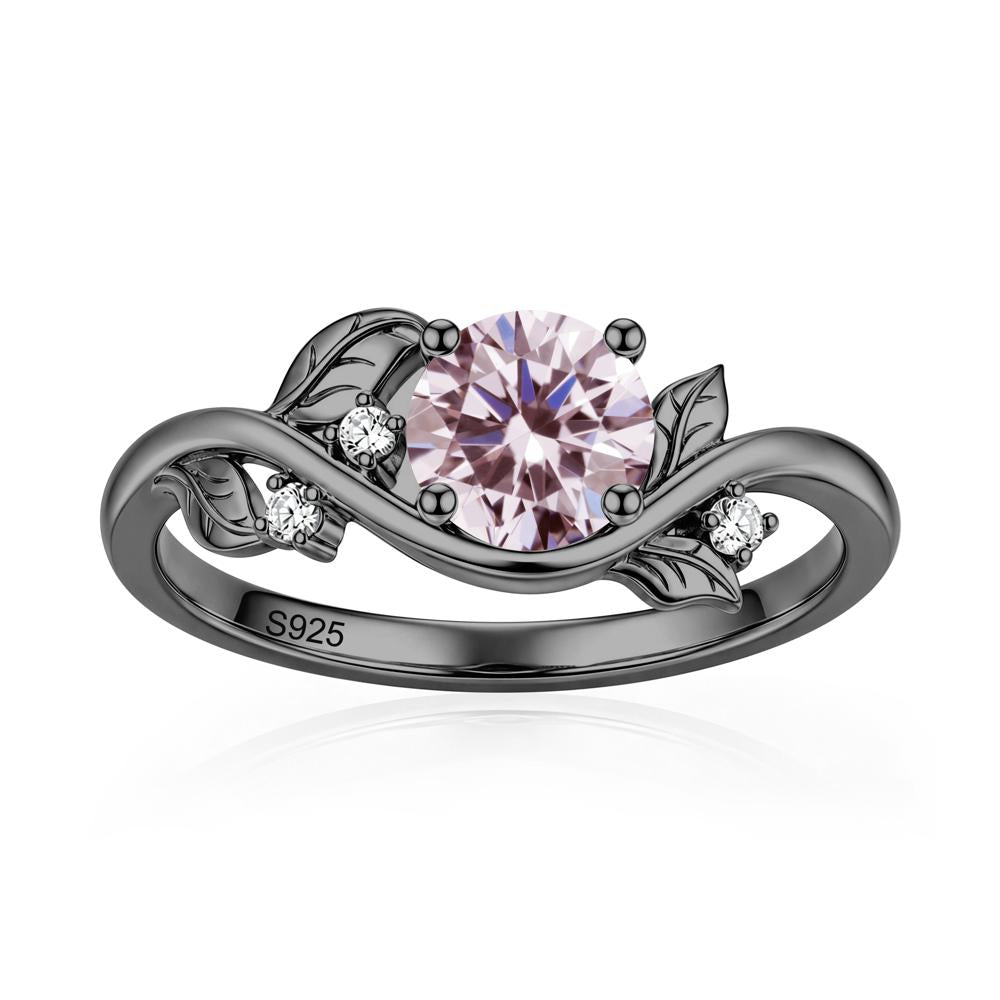 Round Shaped Garnet Curved Vine Leaf Ring - LUO Jewelry #gemstone_Pink Cubic Zirconia