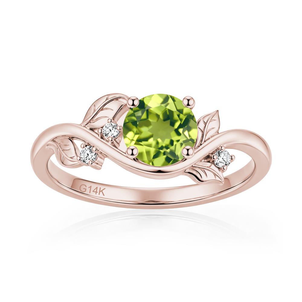 Round Shaped Garnet Curved Vine Leaf Ring - LUO Jewelry #gemstone_Peridot