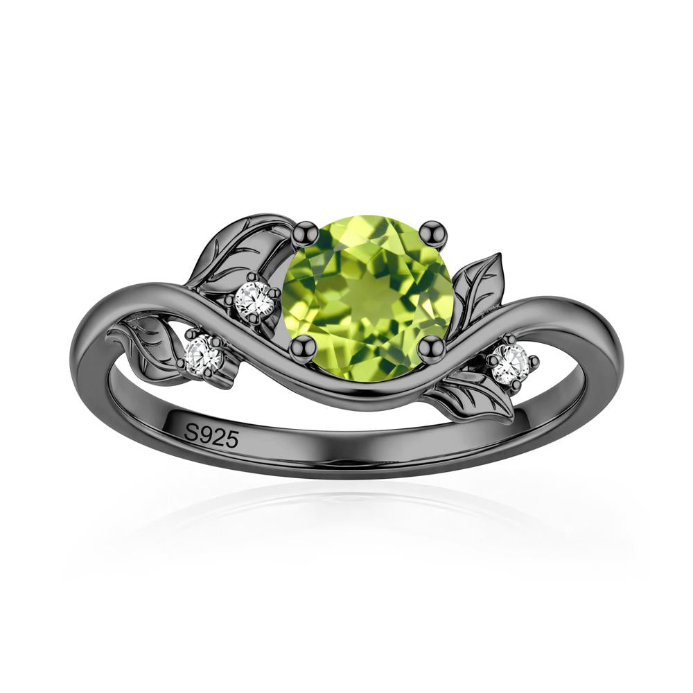 Round Shaped Garnet Curved Vine Leaf Ring - LUO Jewelry #gemstone_Peridot