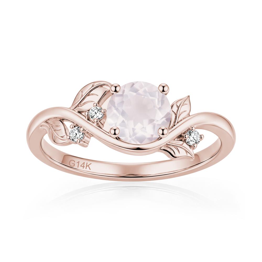 Round Shaped Garnet Curved Vine Leaf Ring - LUO Jewelry #gemstone_Rose Quartz