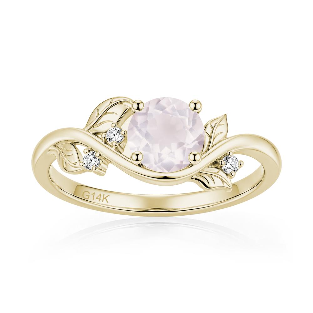Round Shaped Garnet Curved Vine Leaf Ring - LUO Jewelry #gemstone_Rose Quartz