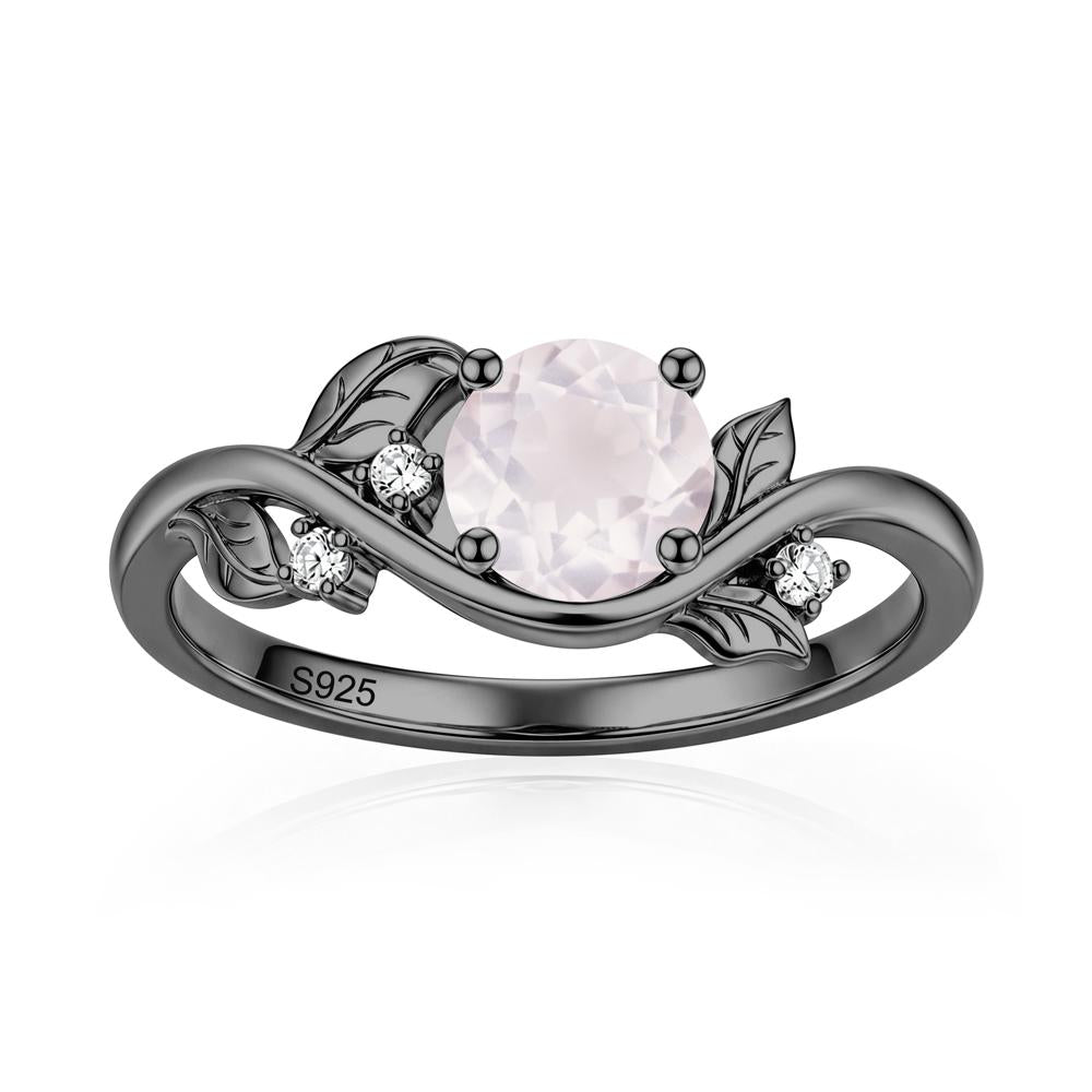 Round Shaped Garnet Curved Vine Leaf Ring - LUO Jewelry #gemstone_Rose Quartz
