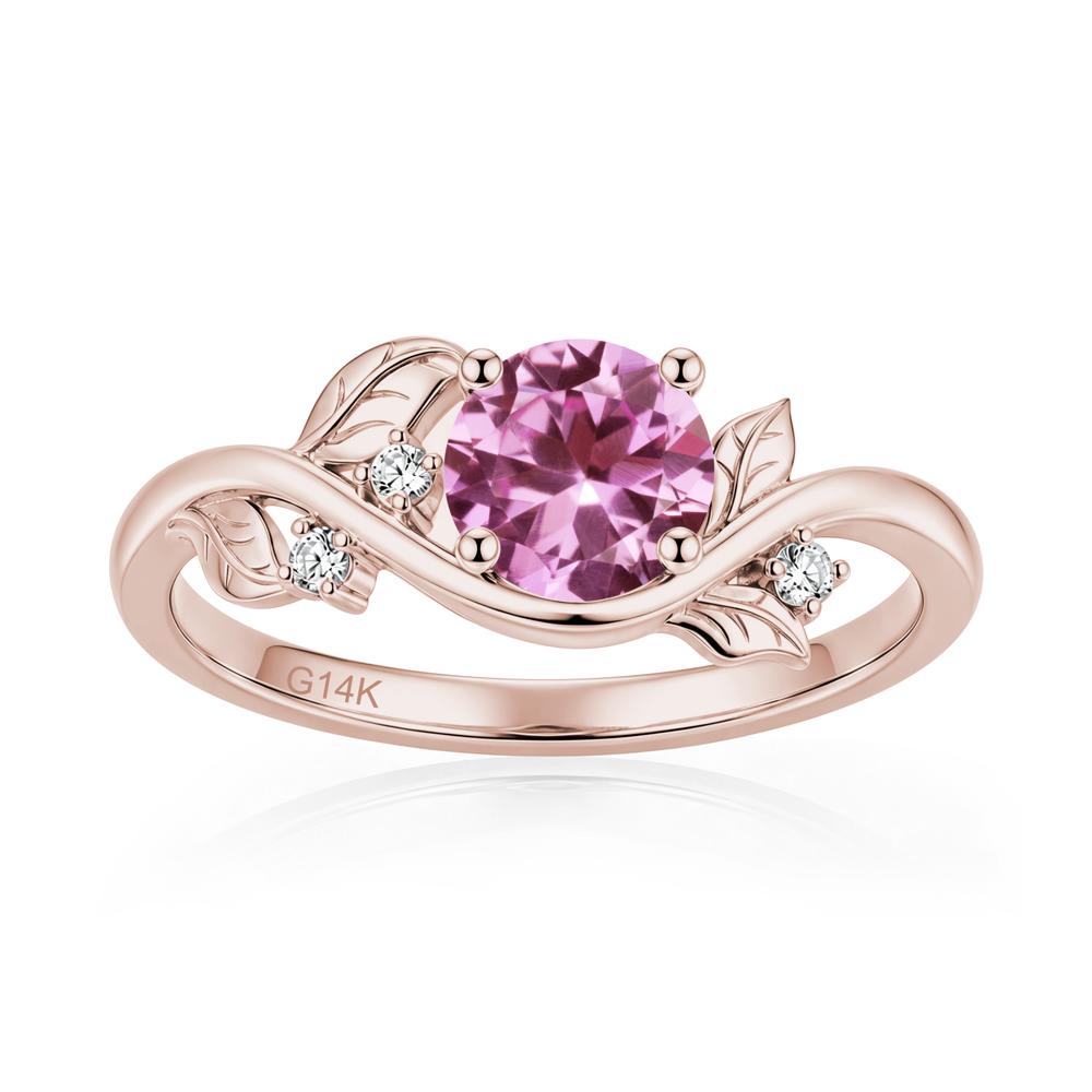 Round Shaped Garnet Curved Vine Leaf Ring - LUO Jewelry #gemstone_Pink Sapphire
