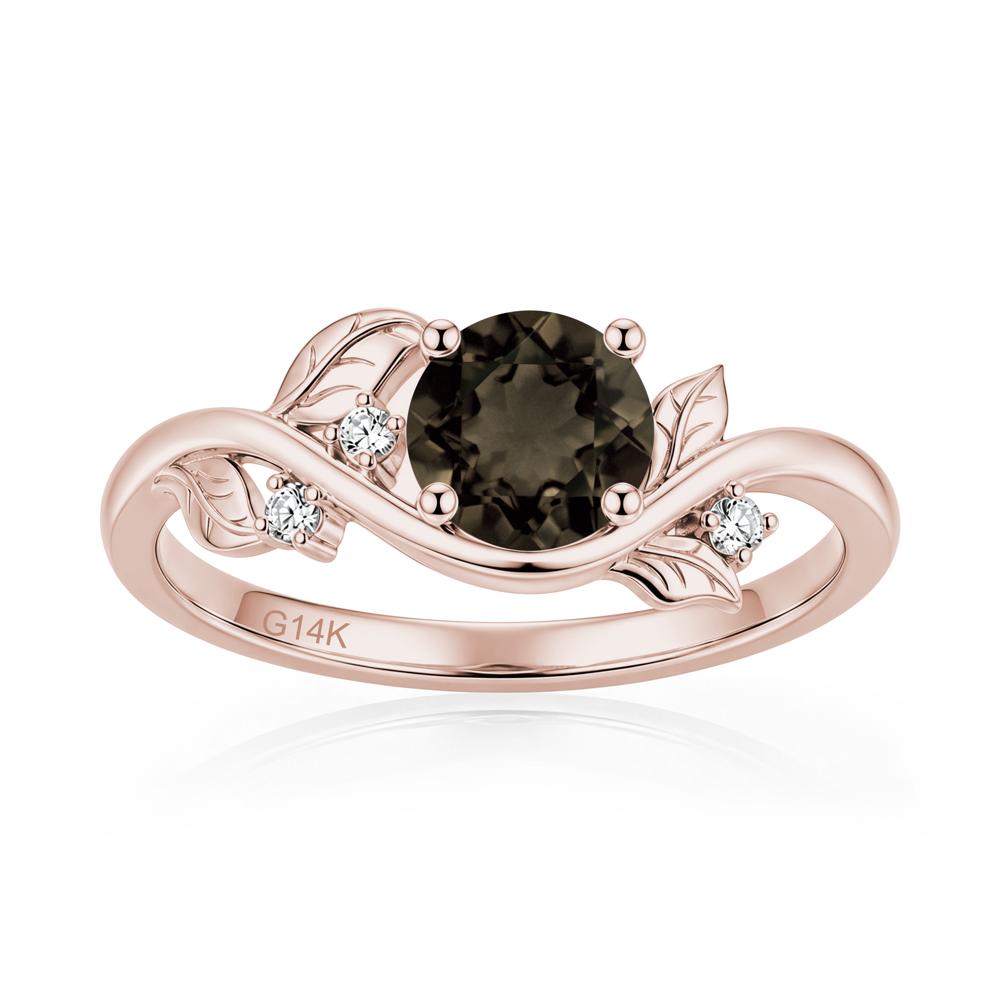 Round Shaped Garnet Curved Vine Leaf Ring - LUO Jewelry #gemstone_Smoky Quartz