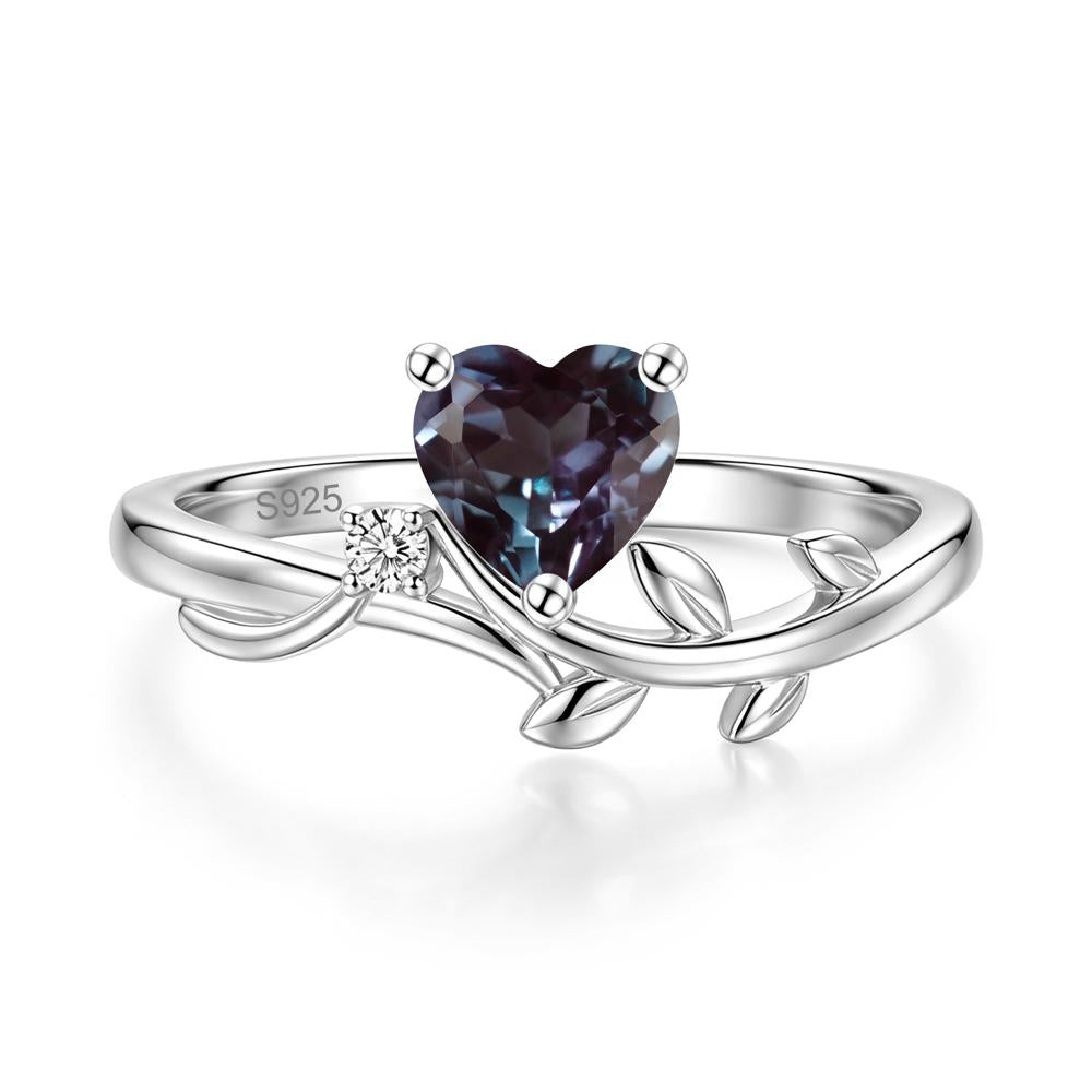 Heart Shaped Sapphire Vine and Leaf Ring - LUO Jewelry #gemstone_Alexandrite