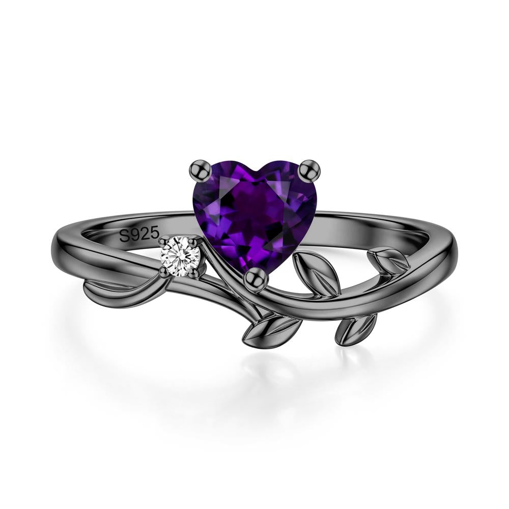 Heart Shaped Sapphire Vine and Leaf Ring - LUO Jewelry #gemstone_Amethyst