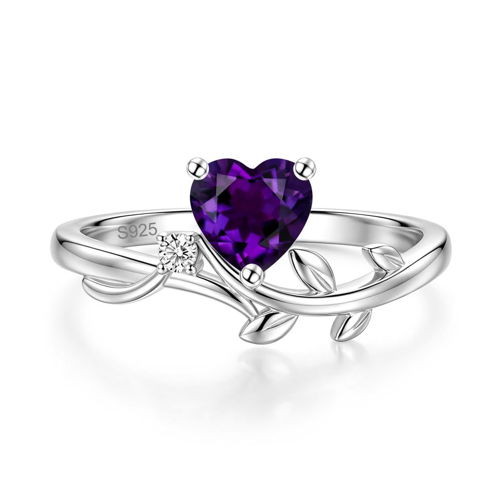 Heart Shaped Sapphire Vine and Leaf Ring - LUO Jewelry #gemstone_Amethyst