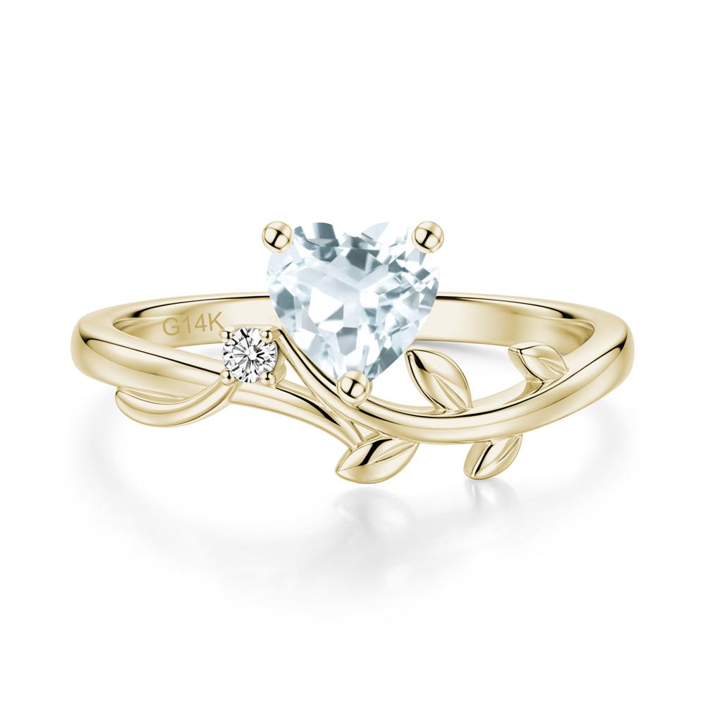 Heart Shaped Sapphire Vine and Leaf Ring - LUO Jewelry #gemstone_Aquamarine