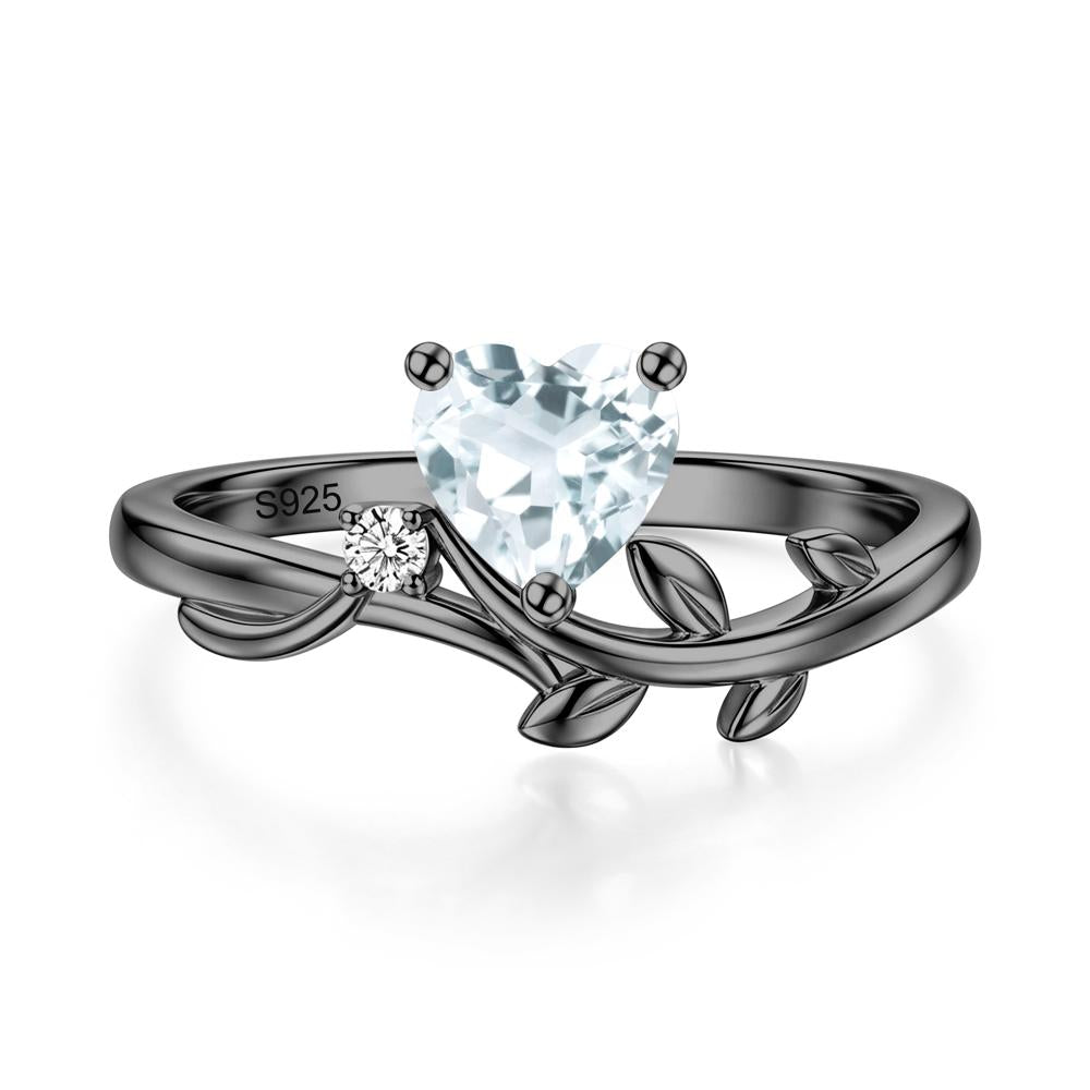Heart Shaped Sapphire Vine and Leaf Ring - LUO Jewelry #gemstone_Aquamarine