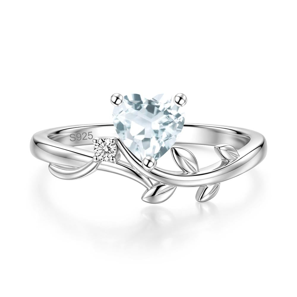 Heart Shaped Sapphire Vine and Leaf Ring - LUO Jewelry #gemstone_Aquamarine