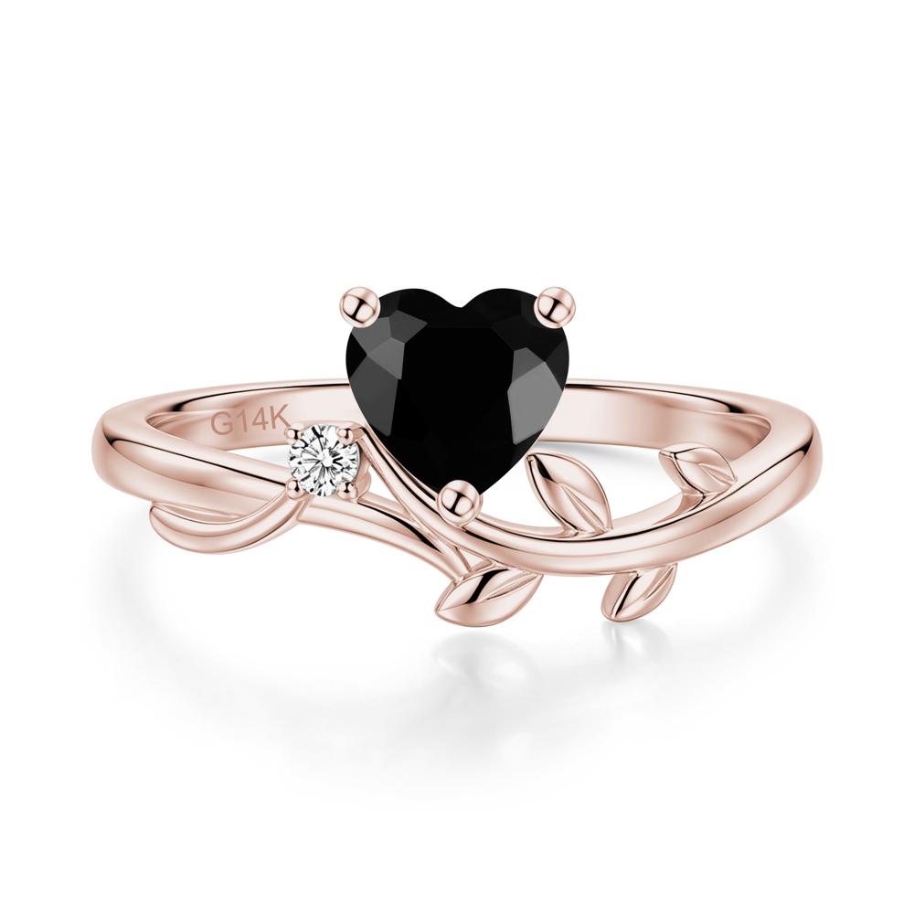 Heart Shaped Sapphire Vine and Leaf Ring - LUO Jewelry #gemstone_Black Spinel