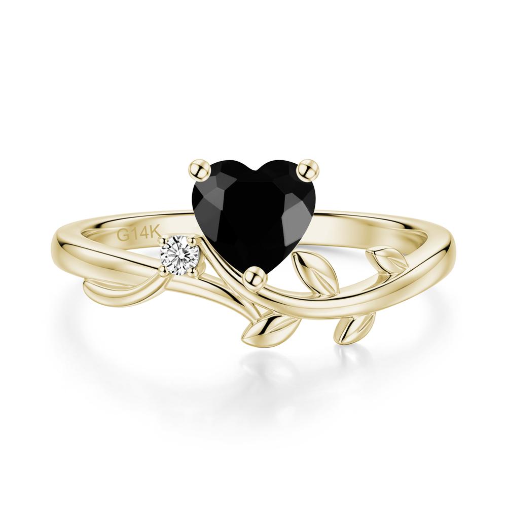 Heart Shaped Sapphire Vine and Leaf Ring - LUO Jewelry #gemstone_Black Spinel