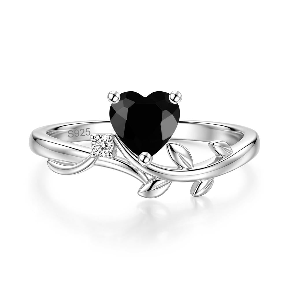 Heart Shaped Sapphire Vine and Leaf Ring - LUO Jewelry #gemstone_Black Spinel