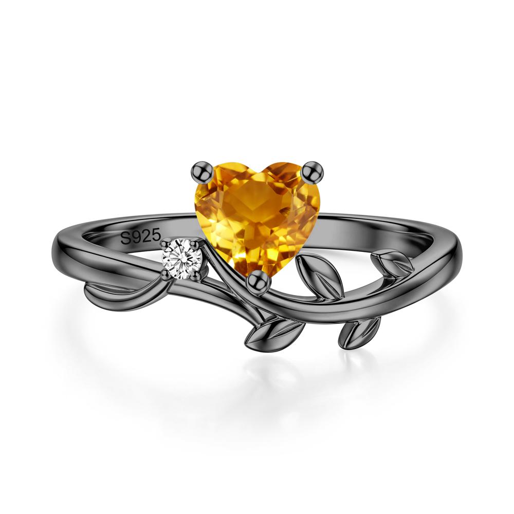 Heart Shaped Sapphire Vine and Leaf Ring - LUO Jewelry #gemstone_Citrine